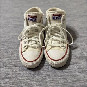 Converse High Top Sneakers in White with Red Trim